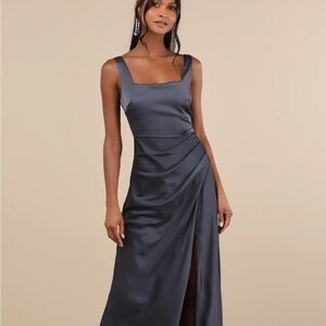 LULUS Gray Satin Dress